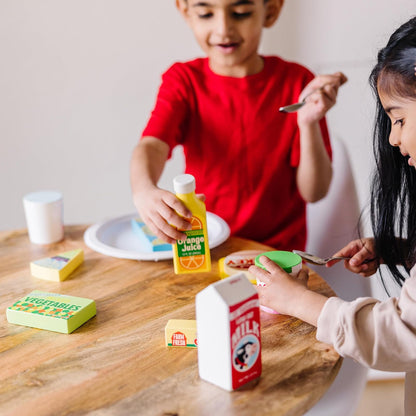 Melissa & Doug Set de Comida de Refrigerador, Comida de Juguete, Juguete de Madera, Juego de Imitación, Madera Pintada a Mano, Construcción Resistente, (9 Piezas)