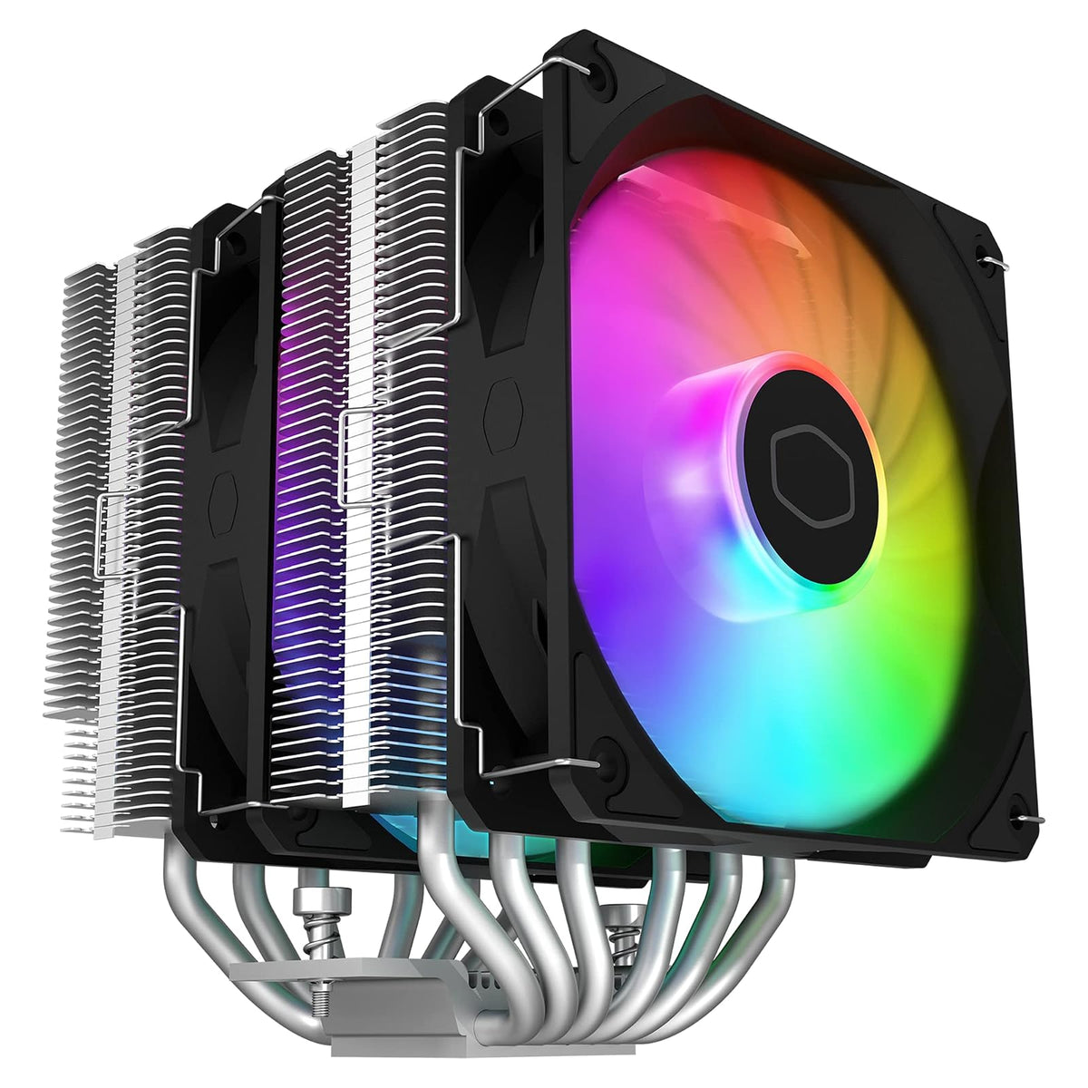 Cooler Master Hyper 620S - Enfriador de aire para CPU de doble torre, ARGB Sync, ventilador PWM de 120 mm, 6 tubos de calor de contacto directo de cobre, 154,9 mm de alto, plata RR-D6NA-17PA-R1
