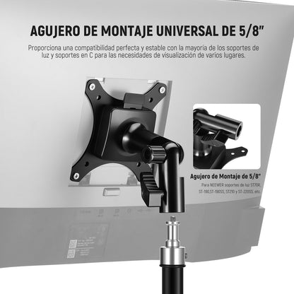 NEEWER Adaptador de Soporte Monitor con Soporte VESA Liberación Rápida, 270° Ajustable Metal 5/8" C Soporte Adaptador de Soporte luz para Pantalla Impacto Exterior TV de 17-32", Carga MAX 8kg, MA010