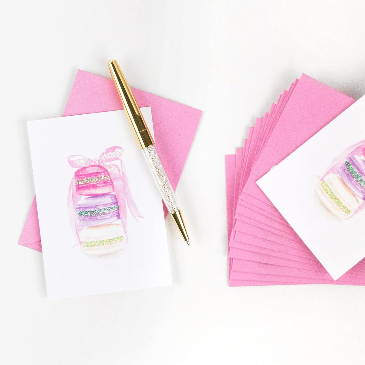 Papyrus Tarjetas en blanco con sobres, pila de macarons (14 unidades)