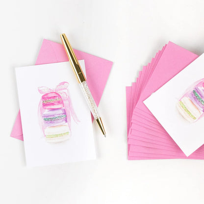 Papyrus Tarjetas en blanco con sobres, pila de macarons (14 unidades)