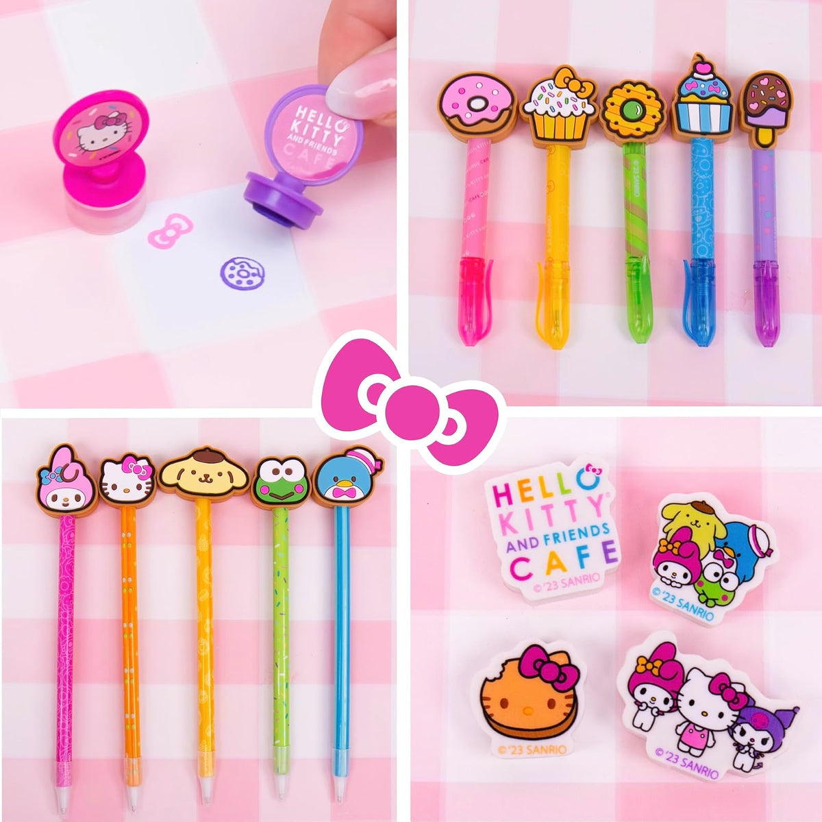 Hello Kitty & Friends - Juego de bolígrafos múltiples, 10 bolígrafos para cuaderno Kawaii, sellos, y más artículos de papelería Sanrio, divertidos suministros de oficina, lindos suministros