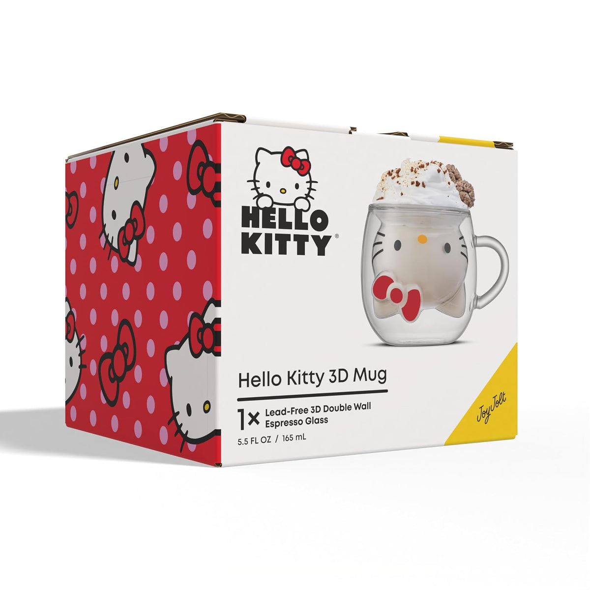 JoyJolt Hello Kitty Taza de café 3D, taza de vidrio de doble pared de 6 onzas con diseño 3D, vaso de chupito de espresso aislado, taza Kawaii Sanrio para café o té de doble tiro, cosas de cocina Hello