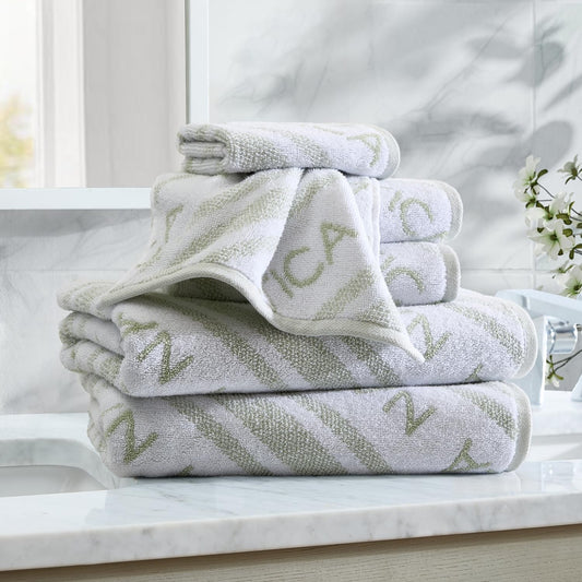 Nautica - Toallas de baño, Suaves y absorbentes para baño, Certificado Oeko-Tex (Verde minera), 6 Piezas