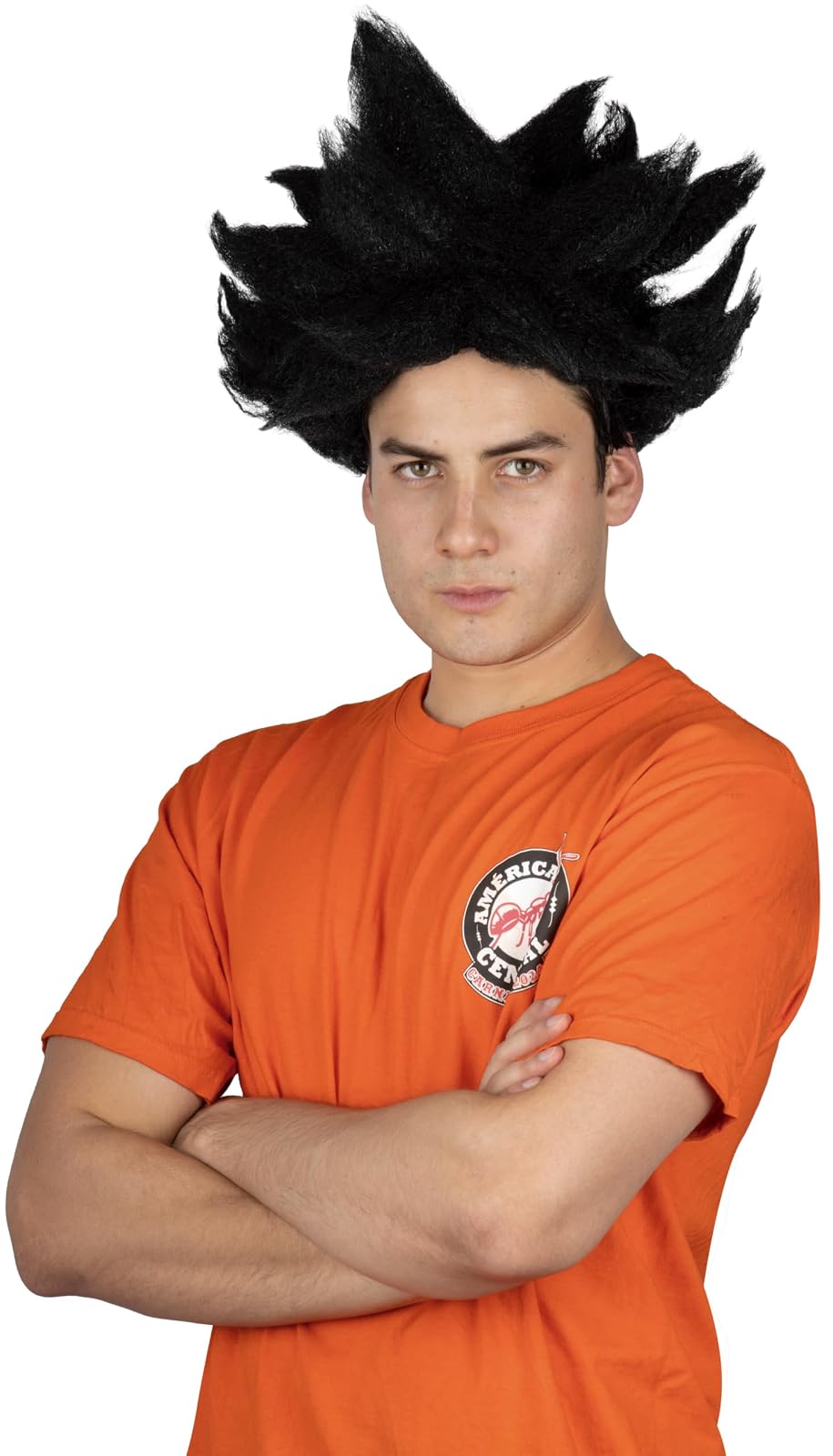REV Peluca Guerrero japones, Cabello Sintético Ideal para Disfraz Anime Halloween o Fiestas Temáticas, Peluca para Cosplay Dragon Ball Estilo Goku, Cabello Negro en Punta para Adultos y Niños