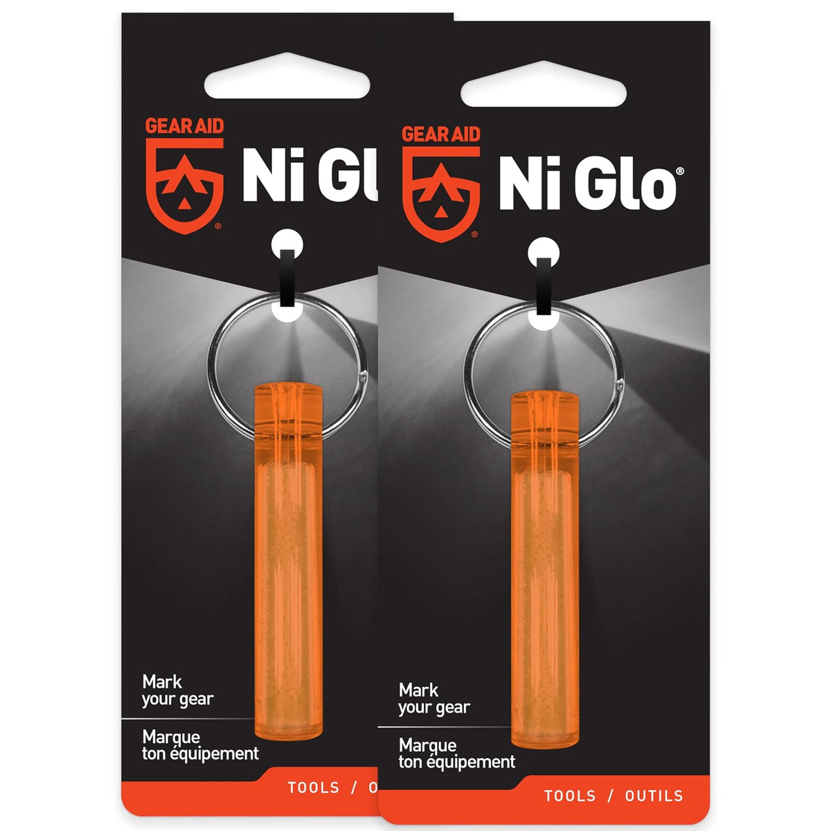 GEAR AID Ni Glo, llavero brillante de 5 cm para camping, buceo y pesca nocturna