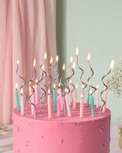 Papyrus Velas de cumpleaños, remolino plateado (12 unidades)