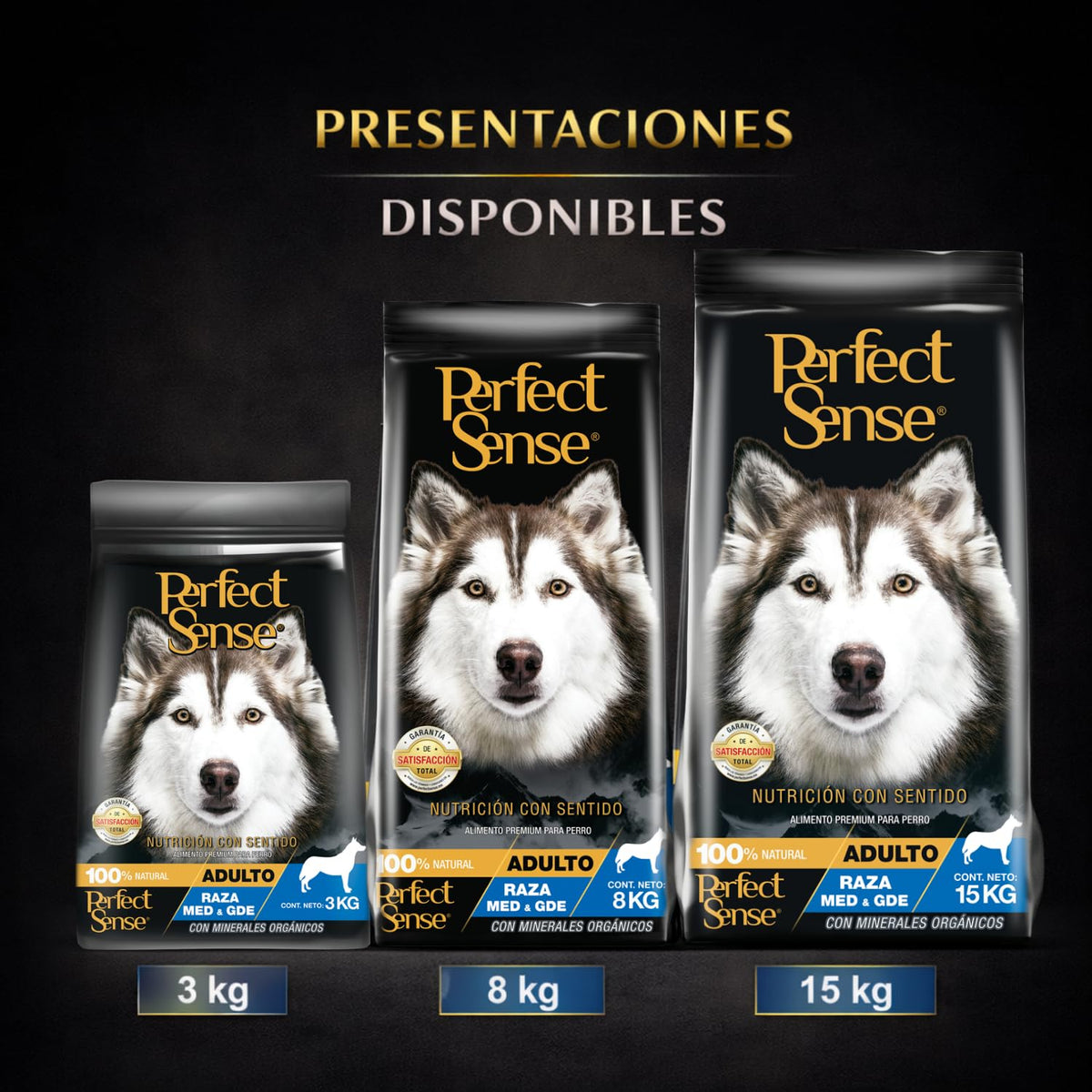 Perfect Sense Alimento Premium para Perro Adulto Raza Mediana y Grande MLB 15 kg - 100% Natural con Omega 3, Prebióticos y Antioxidantes - Alta Digestibilidad