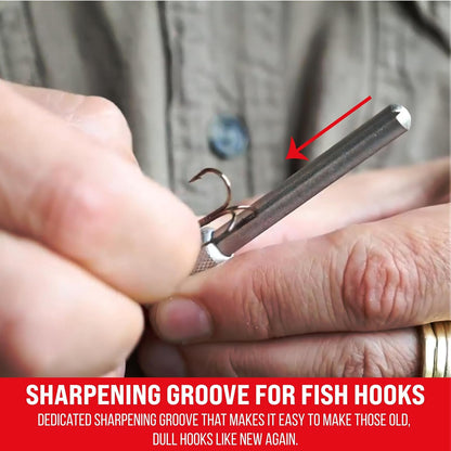 Fino Edge - Barra de afilar cuchillos dentada – Barra de afilar diamante retráctil – Barra de afilar cuchillos ultra portátil – Mini sacapuntas de bolsillo para pesca al aire última intervensión