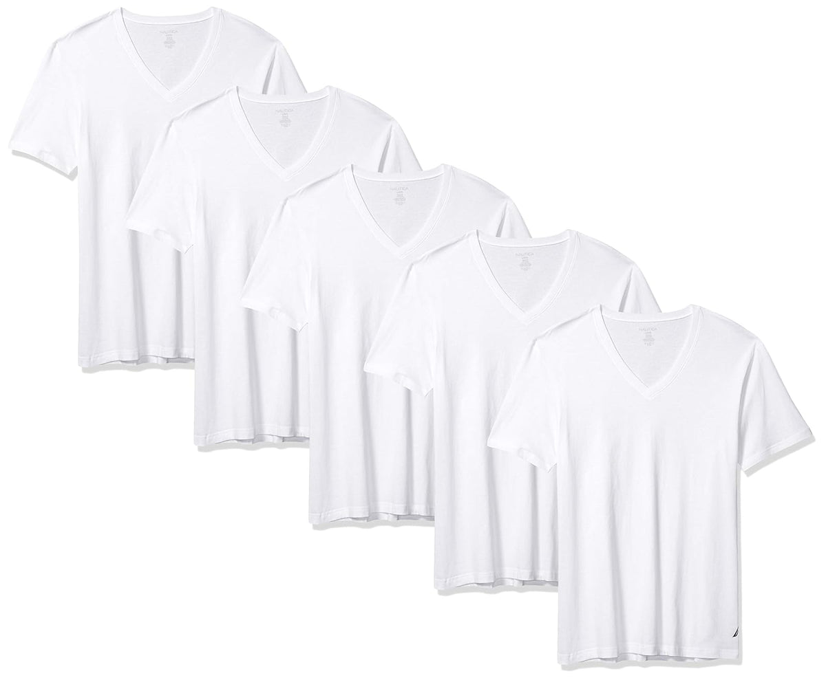 Nautica Playera de algodón con Cuello en V - Multipack Camiseta para Hombre