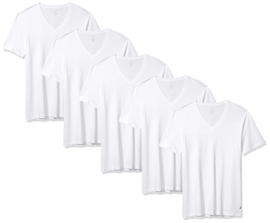 Nautica Playera de algodón con Cuello en V - Multipack Camiseta para Hombre