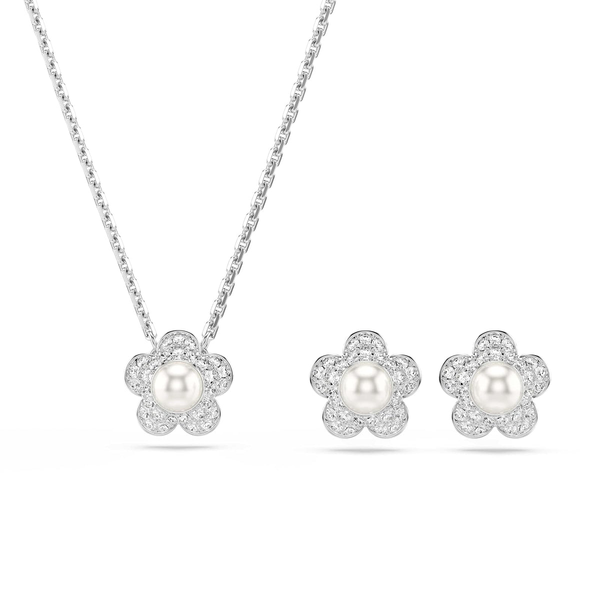 Juego de collar y arete de Swarovski x Ariana Grande, acabado rodio, colección oficial de joyas Ariana Grande