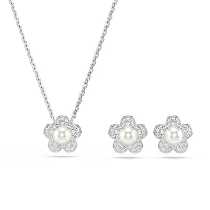 Juego de collar y arete de Swarovski x Ariana Grande, acabado rodio, colección oficial de joyas Ariana Grande