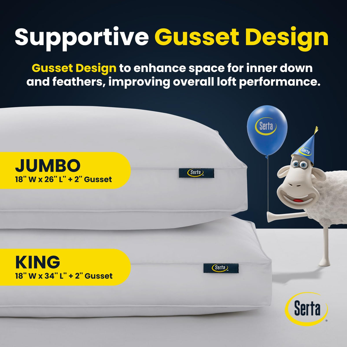 Serta Hotel Collection - Juego de 2 Almohadas de Plumas de Ganso Blanco, 100% algodón, tamaño King, 2 Unidades