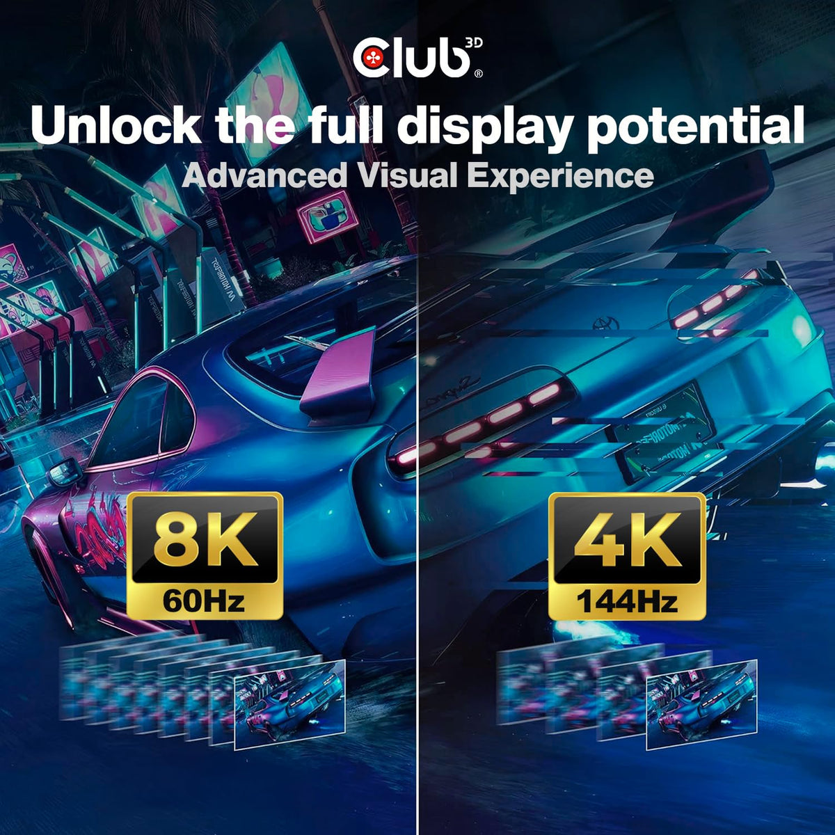 Club3D CAC-2068 DisplayPort to DisplayPort 1.4/HBR3 Cable DP 1.4 8K 60Hz 2m/6.56ft, Black Vesa certified