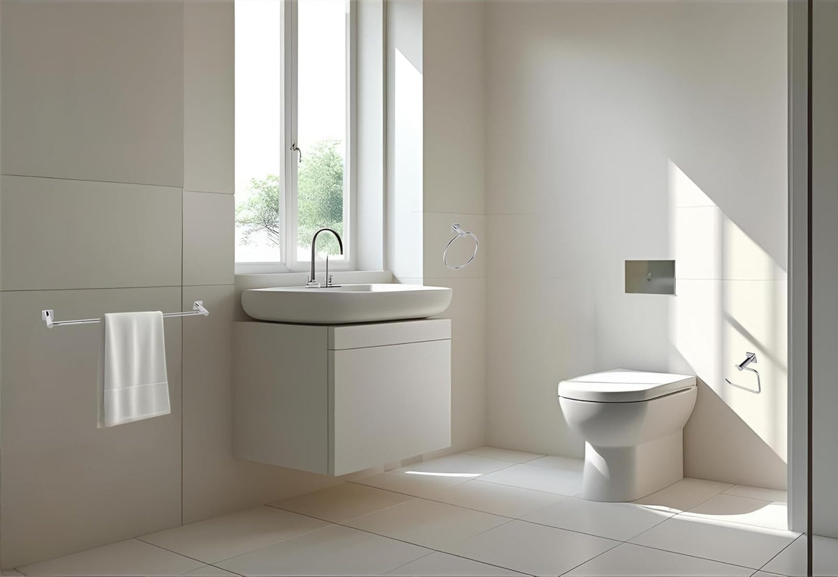 Urrea 1002CL Juego de 4 Piezas de Accesorios Modernos para baño, Latón y Acero Inoxidable cromados, garantía de 100 años en Defectos de fabricación y 10 en Acabado Cromo