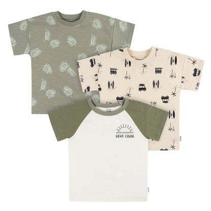 Gerber Conjunto de 3 Playeras Henley Manga Corta para Bebé - 2T - Mantente fresco