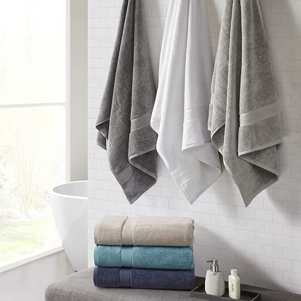 Madison Park - Juego de Toallas de baño de Lujo de 800 g/m², 100% algodón, Altamente absorbentes, Secado rápido, Calidad de Hotel y SPA para baño, 34 x 68 Pulgadas, Color Blanco, 2 Piezas