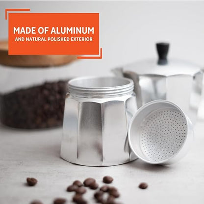 IMUSA Cafetera de espresso para estufa, Plateado, 6 Tazas, 1
