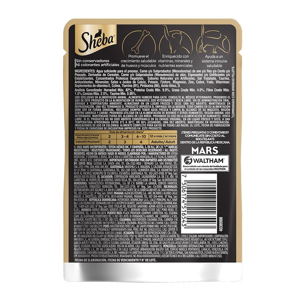 Sheba - Alimento Húmedo para Gatitos, Sabor de Filetes De Atún Marinado, Paquete de 24 Unidades de 85g c/u., Sin Colorantes ni Sabores Artificiales