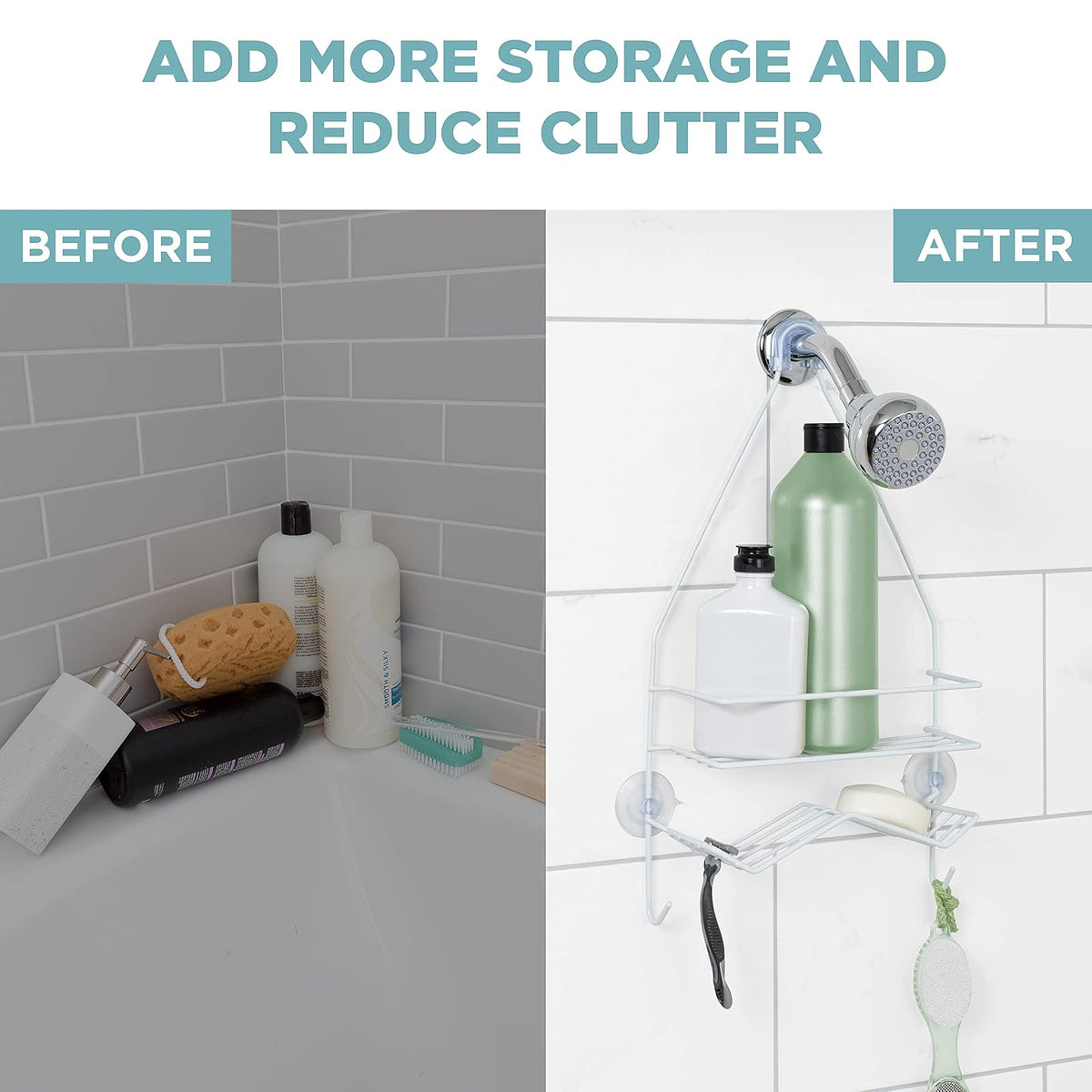 Zenna Home Zenna HomeOver The Shower - 2 estantes, Color Blanco, 2 estantes, Color Blanco