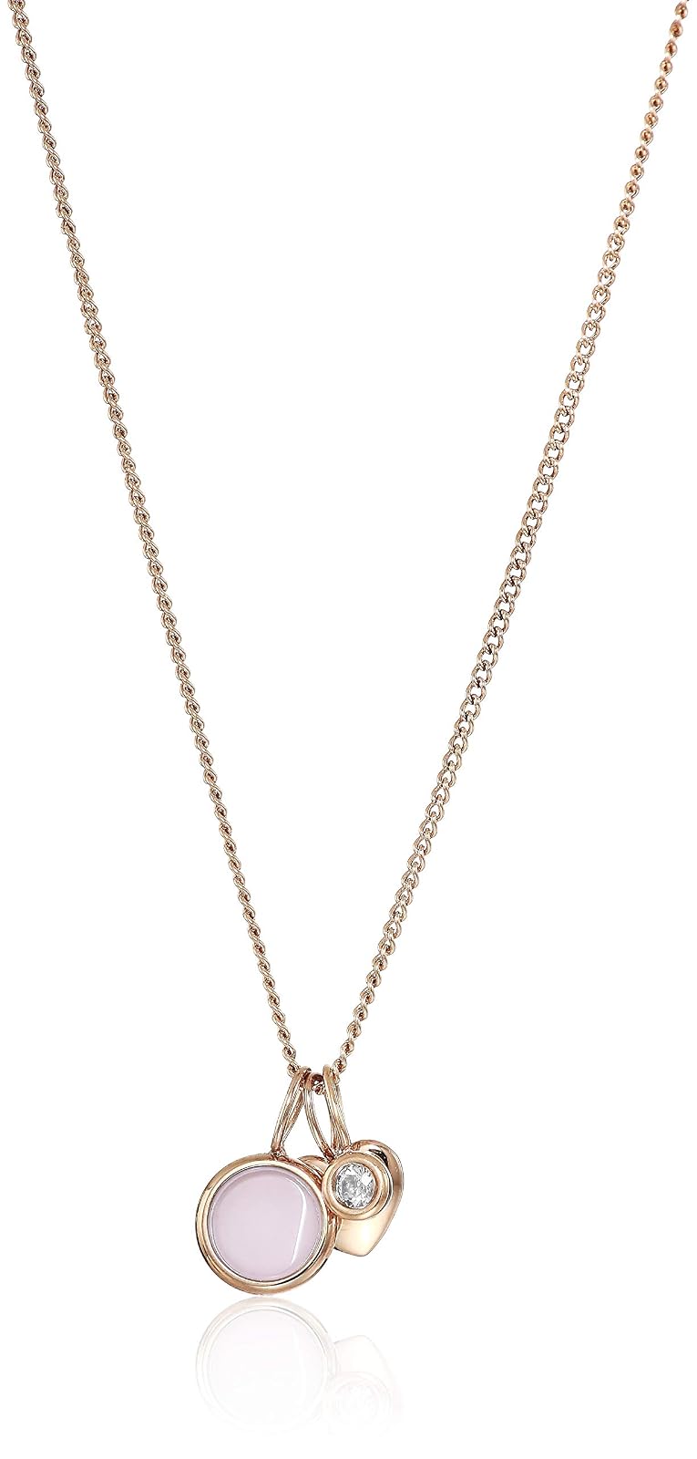 Fossil Collar de cadena con colgante de acero inoxidable en tono oro rosa para mujer