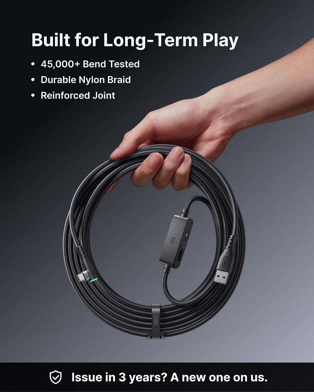 INIU Cable VR USB 3.0 Tipo C para Oculus Quest 2 | 16 pies, transferencia datos, puerto carga separado, compatible Meta Pico Steam