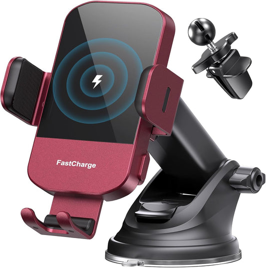 CHGeek - Cargador de automóvil de carga rápida de 15 W, soporte para teléfono (rojo)