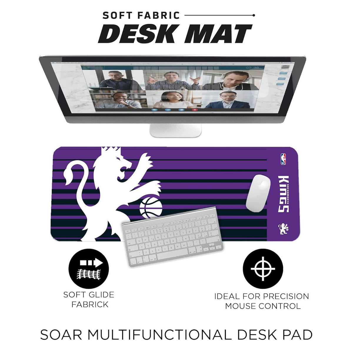 SOAR NBA - Tapete multifuncional de computadora para computadora, (31.5 x 12 pulgadas), tela ultra suave con respaldo de goma antideslizante, costuras de nailon resistentes al agua y duraderas, Boston