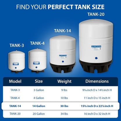 APEC TANK-14 Tanque de almacenamiento de agua de ósmosis inversa prepresurizada de 14 galones