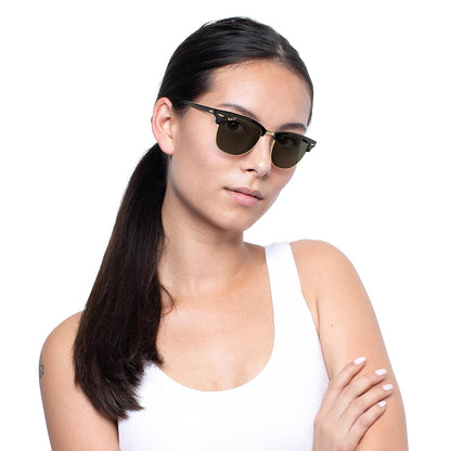 Lentes oscuros Rb3016 Clubmaster Square anteojos de sol, Ray-Ban, Mujer, Tortoise & Gold/Blue Flash, 51 mm