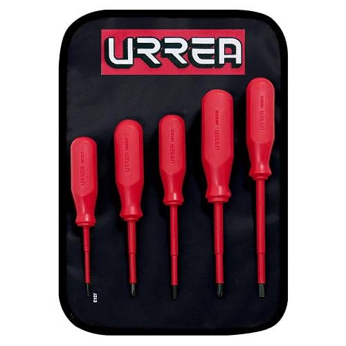 Urrea 9700C Juego de destornilladores rojos 1000 V, combinados, 5 piezas