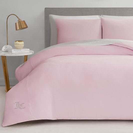 Juicy Couture - Juego de edredón de Terciopelo Rosa de malvavisco matrimonial/Queen, 3 Piezas de Lujo