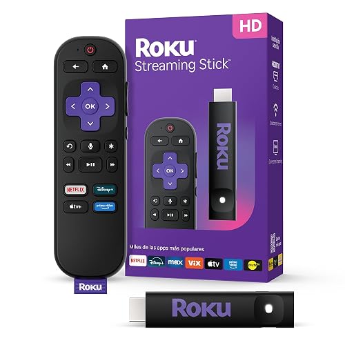 Roku® Streaming Stick™ 2025 - Dispositivo de Streaming Roku HD para TV con Control Remoto por Voz - TV en Vivo y Gratis