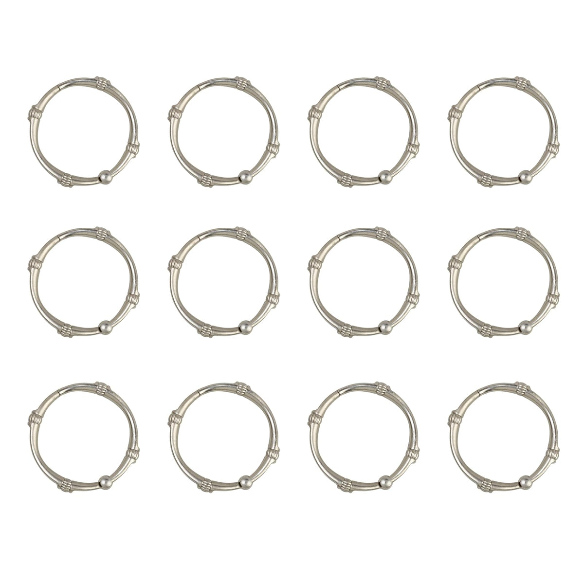 Zenna Home NeverRust - Anillos de Ducha Decorativos de Aluminio inoxidables, Juego de 12, níquel Cepillado