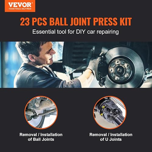 VEVOR - Kit de Prensa de rótula de 23 Piezas, Kit de Herramientas, Herramientas de extracción e instalación de rótula de Prensa C, para la mayoría de Automóviles de 2 WD y 4 WD, Incluyendo enchufes de