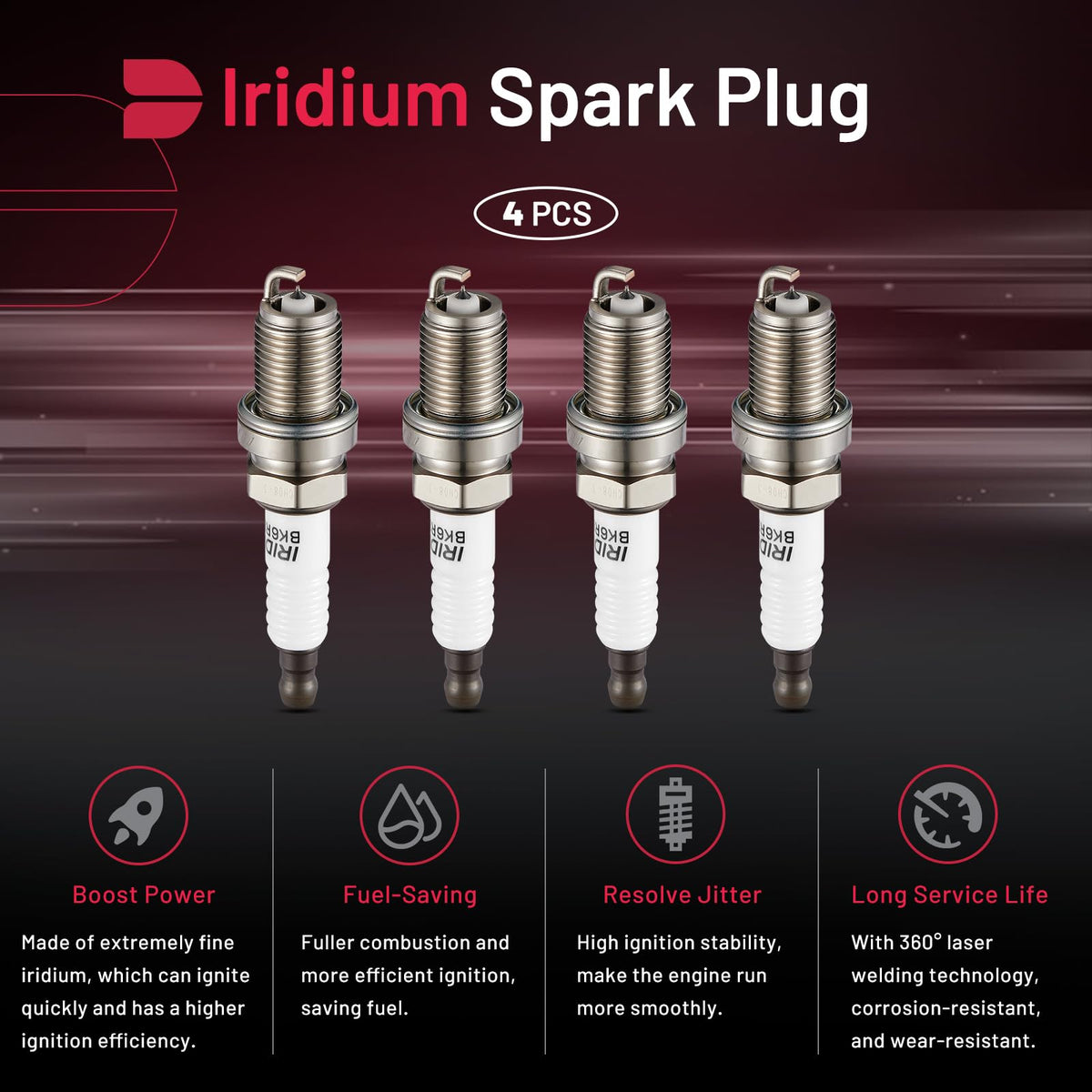 BDFHYK - Juego de 4 bujías de iridio compatibles con Corolla Neon Subaru Integra Aveo Rio Sportage Civic A4, 1.3L 1.5L 1.6L 1.8L 2.0L 2.2L 2.4L 2.5L L4 H4, reemplazo del motor para 7092 BKR6EGP