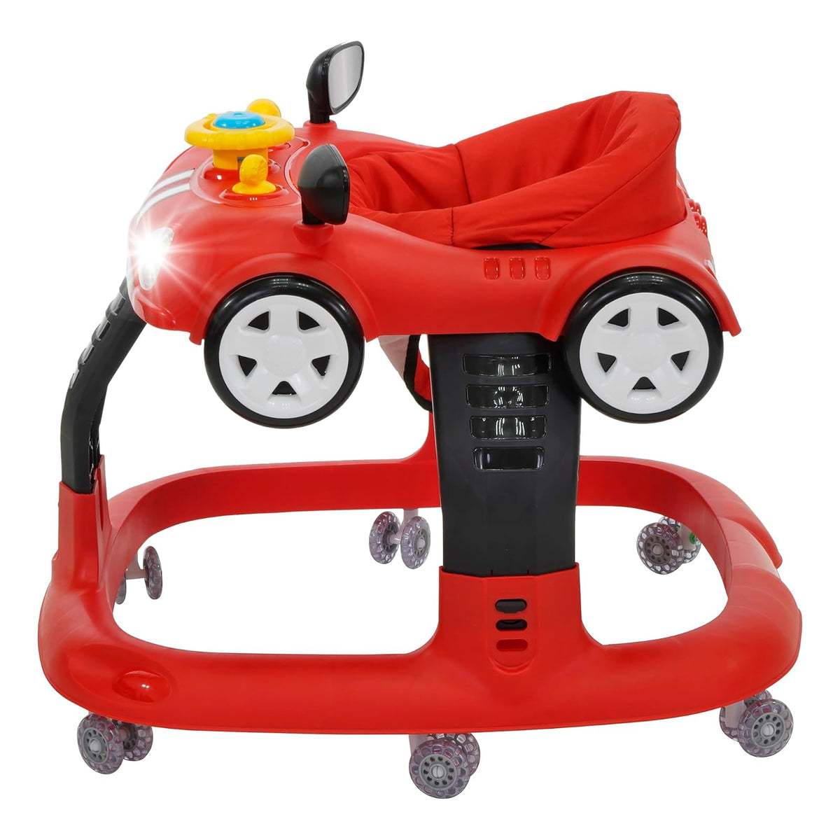 PRINSEL | Andadera Auto Boy LX para bebés Roja, Tablero Didáctico y Luces