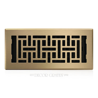 Decor Grates AJH410-A - Registro oriental para piso, 4 x 10 pulgadas, acabado de latón envejecido - 4x10 - Antique Brass