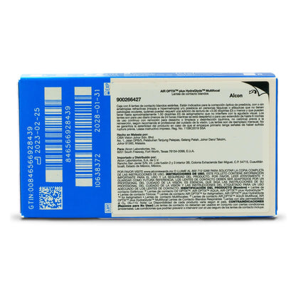Air Optix plus HydraGlyde Multifocal Lentes de Contacto, 6 lentes, Dioptrías -7.5 Potencia de Adición de Lente Media
