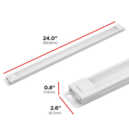 UltraPro 24 pulg. Luminaria LED enlazable, Brillo seleccionable, Tira de luz LED delgada, Iluminación debajo del gabinete, Luz de cocina, Interruptor HI / OFF / LOW, 44107, Blanco