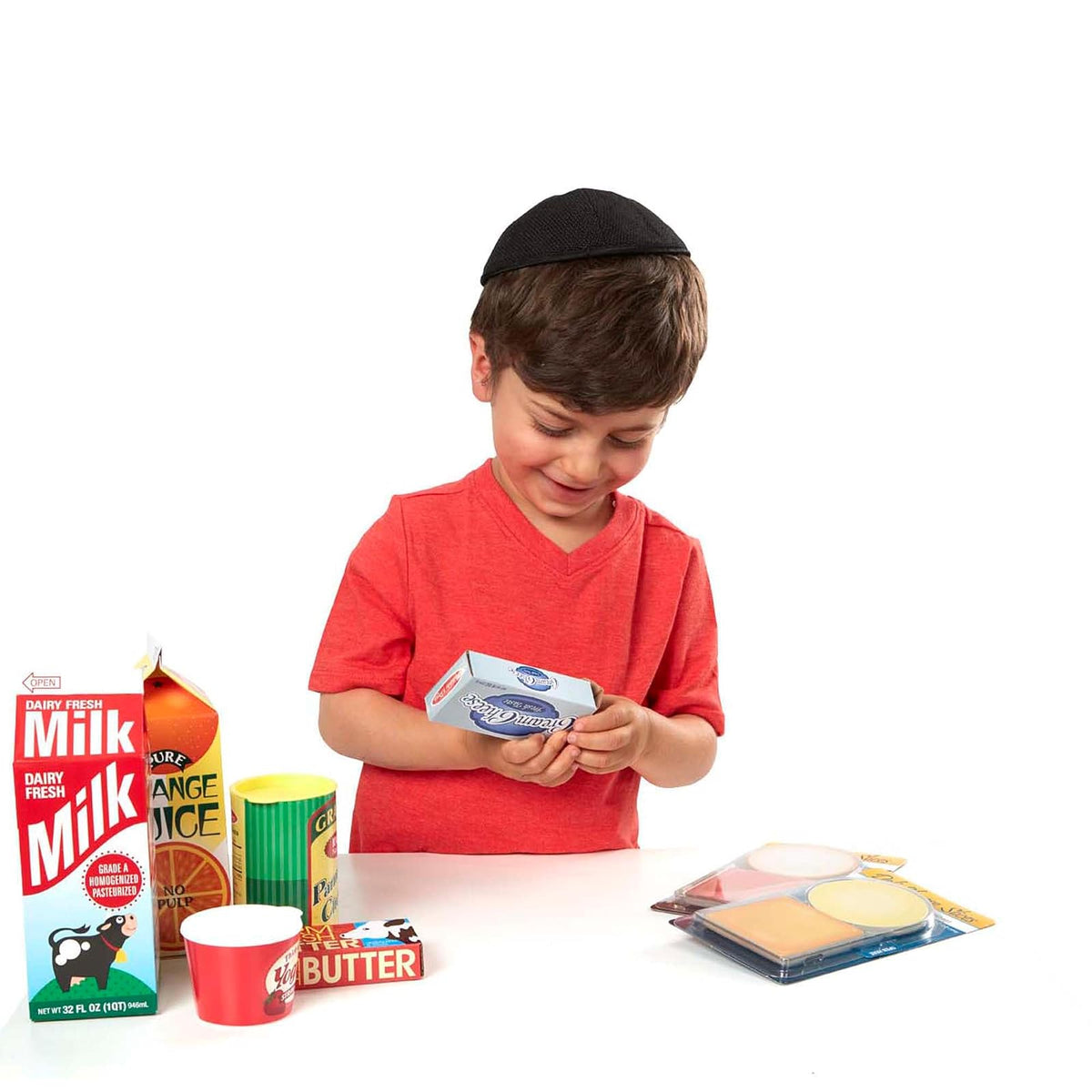 Melissa & Doug ¡Juguemos de casita! Productos para refrigeradoras (juguetes de comestibles de juego de imitación, 20 piezas)
