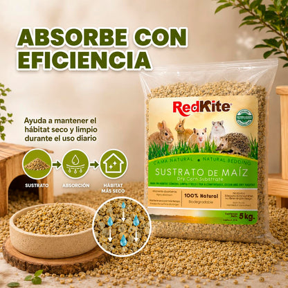 Red Kite Sustrato de Maíz Natural para Pequeños Mamíferos y Aves, 100% Natural, Alta Absorción, 5 kg