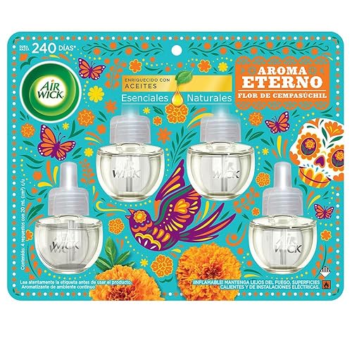Air Wick Repuestos para Aromatizante Eléctrico, Flor de Cempasúchil, 4 Piezas de 20 ml c/u