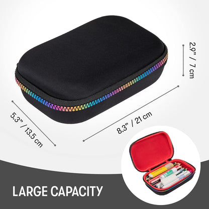 ZIPIT Colorz Pencil Box for Girls & Boys, Holds Up to 60 Pens, Sturdy Storage Container for School and Office Supplies, Secure Zipper Closure (Black & Rainbow)