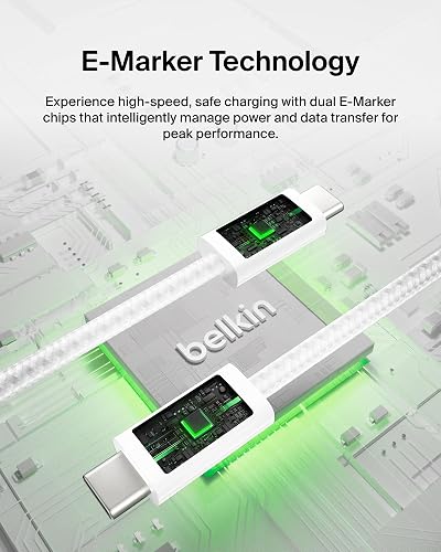 Belkin Cable USB-C a USB-C 2M 240W Carga Rápida Trenzado | iPhone 17, Samsung Galaxy S26, Pixel 10, Airpods, iPad, Nintendo Switch 2, MacBook, Steam Deck, viajes, Chromebook, trenzado