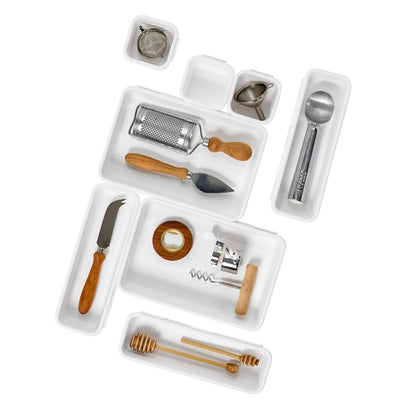 Madesmart - Paquete de 8 contenedores entrelazados personalizables multiusos, una organización en el hogar, sin BPA, blanco, 8 unidades