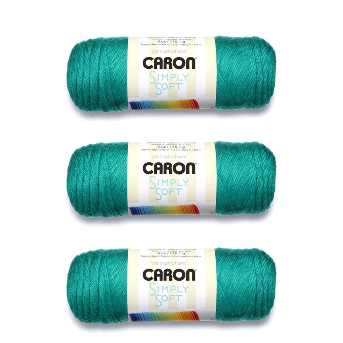 Caron Simply Soft Estambre Acrílico, Paquete de 3 Madejas de 170 g - Verde fluorescente, NOTA - Paquete de 3