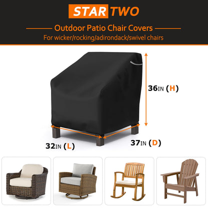 STARTWO Funda para Silla de Patio | Tamaño 32"W x 37"D x 36"H, 1 paquete, impermeable, fibra Oxford 600D