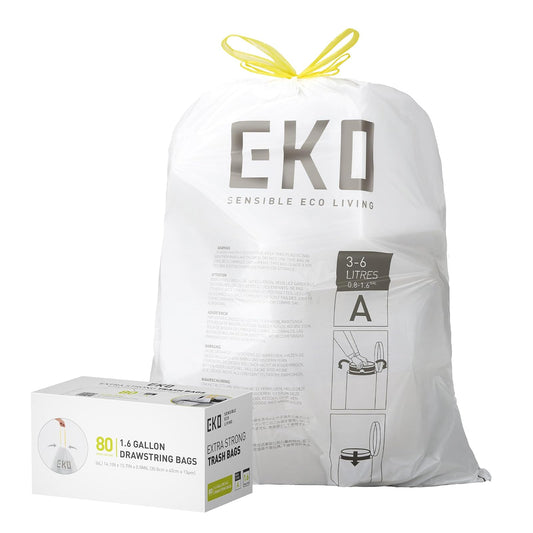 EKO Bolsas de Basura extrafuertes con cordón Tamaño A. 3-6 Litros. 80 unidades.